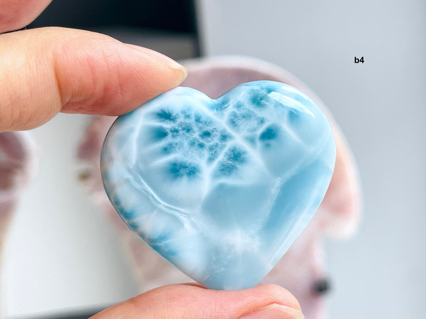 Larimar Heart, AAA+ Grade Natural Larimar Heart,  Large rare Larimar Heart, High Quality Larimar, Larimar Jewellery DIY, Crystal Gift -3