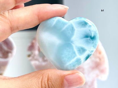 Larimar Heart, AAA+ Grade Natural Larimar Heart,  Large rare Larimar Heart, High Quality Larimar, Larimar Jewellery DIY, Crystal Gift -3