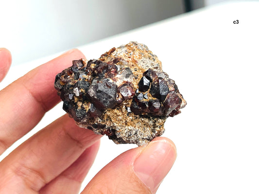 Spessartite Garnet Specimen from Tongbei, Fujian, CHINA , One Piece Orange Red Garnet Crystal Specimen, Spessartite Garnet Specimen -1