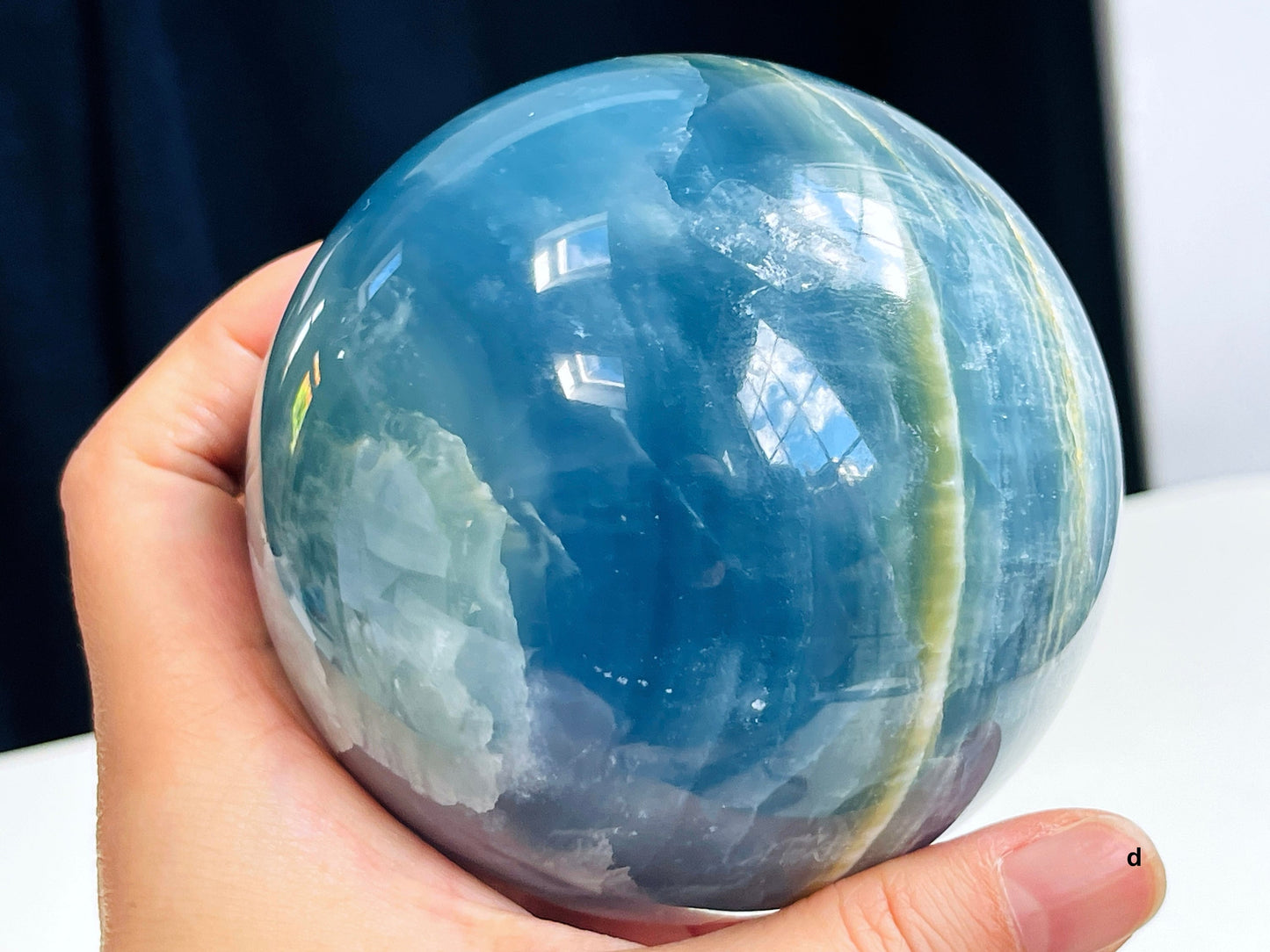 Lemurian Aquatine calcite Sphere, 68-85mm Rare Lemurian Aquatine Calcite Crystal Sphere,  Healing crystals- Rare Crystal- Crystal Gift-1