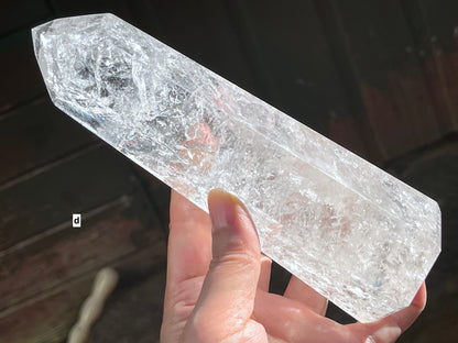 Brazilian high quality fire and icey clear quartz tower,