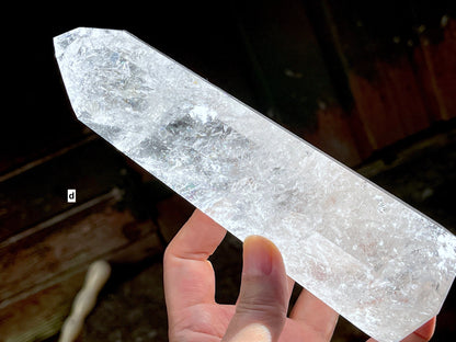 Brazilian high quality fire and icey clear quartz tower,