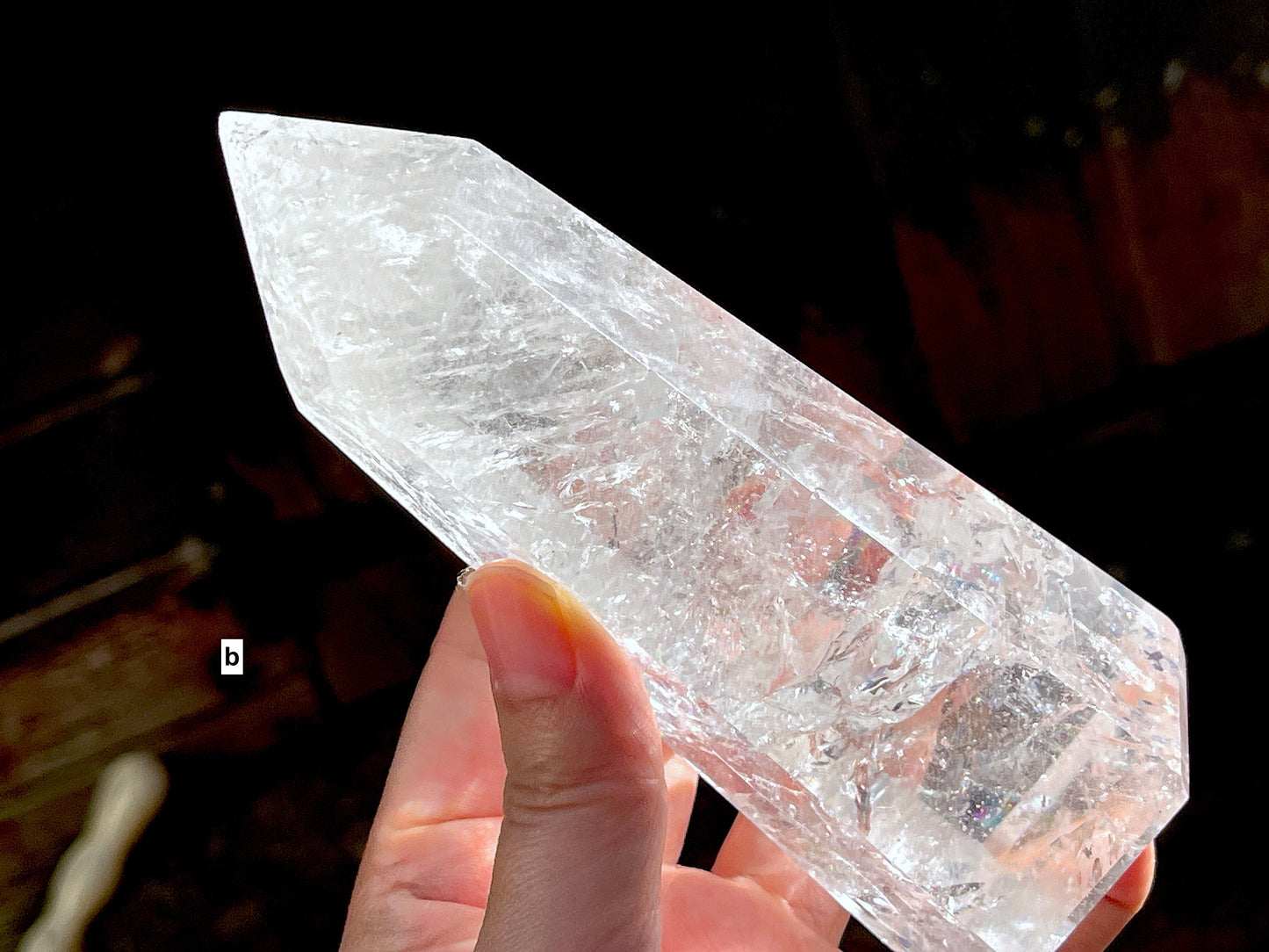 Brazilian high quality fire and icey clear quartz tower,