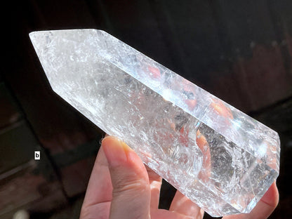 Brazilian high quality fire and icey clear quartz tower,