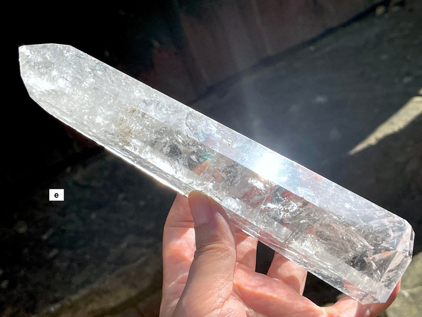 Brazilian high quality fire and icey clear quartz tower,