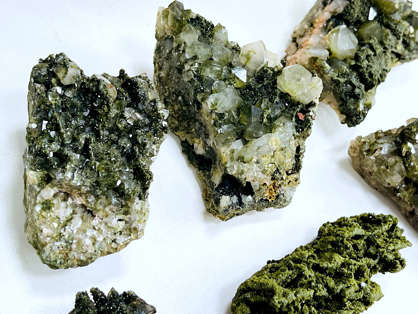 Super Sparkly Forest Epidote with Quartz Specimen