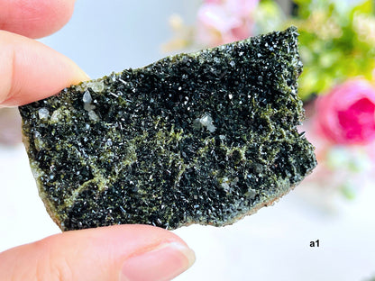 Super Sparkly Forest Epidote with Quartz Specimen -3