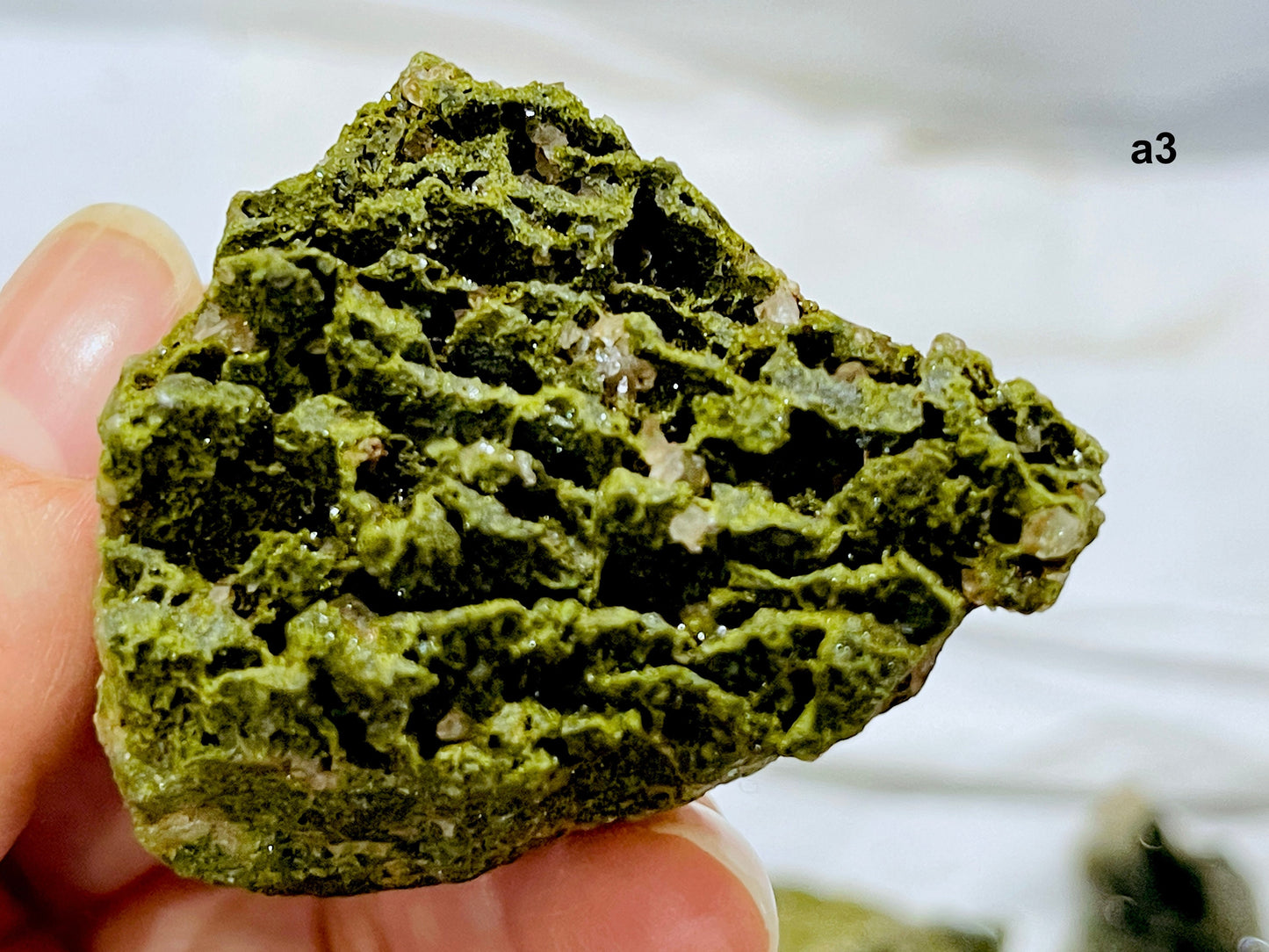 Super Sparkly Forest Epidote with Quartz Specimen, Epidote Specimen, Crystal Gift, Mineral Collection-4