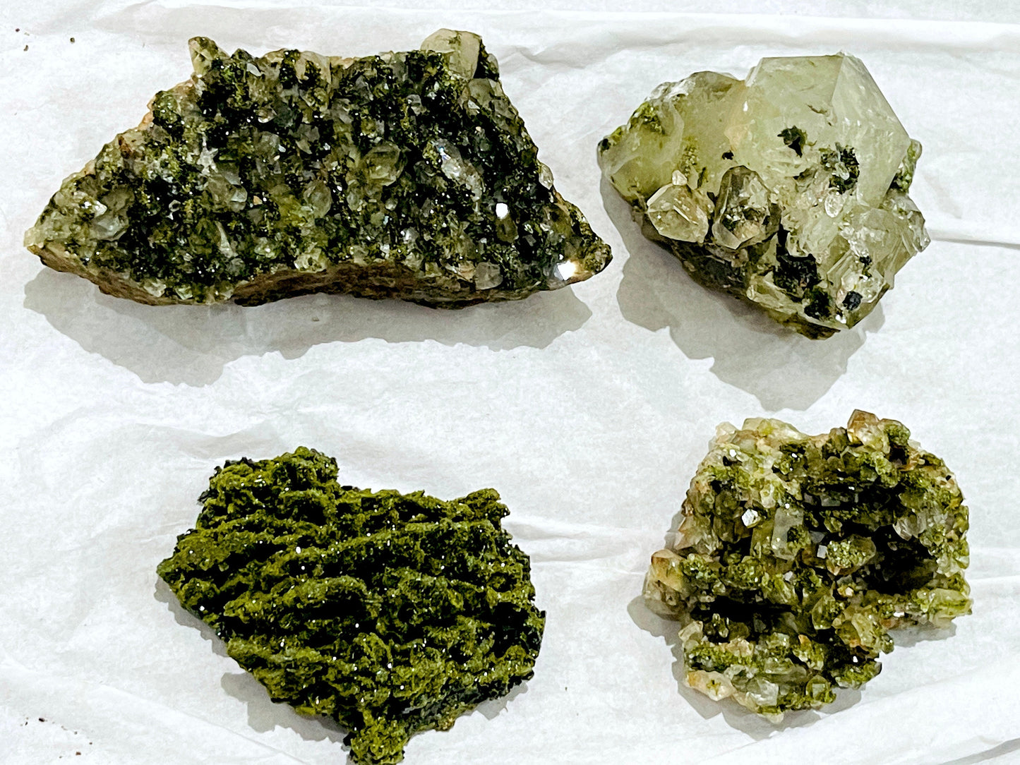 Super Sparkly Forest Epidote with Quartz Specimen, Epidote Specimen, Crystal Gift, Mineral Collection-5