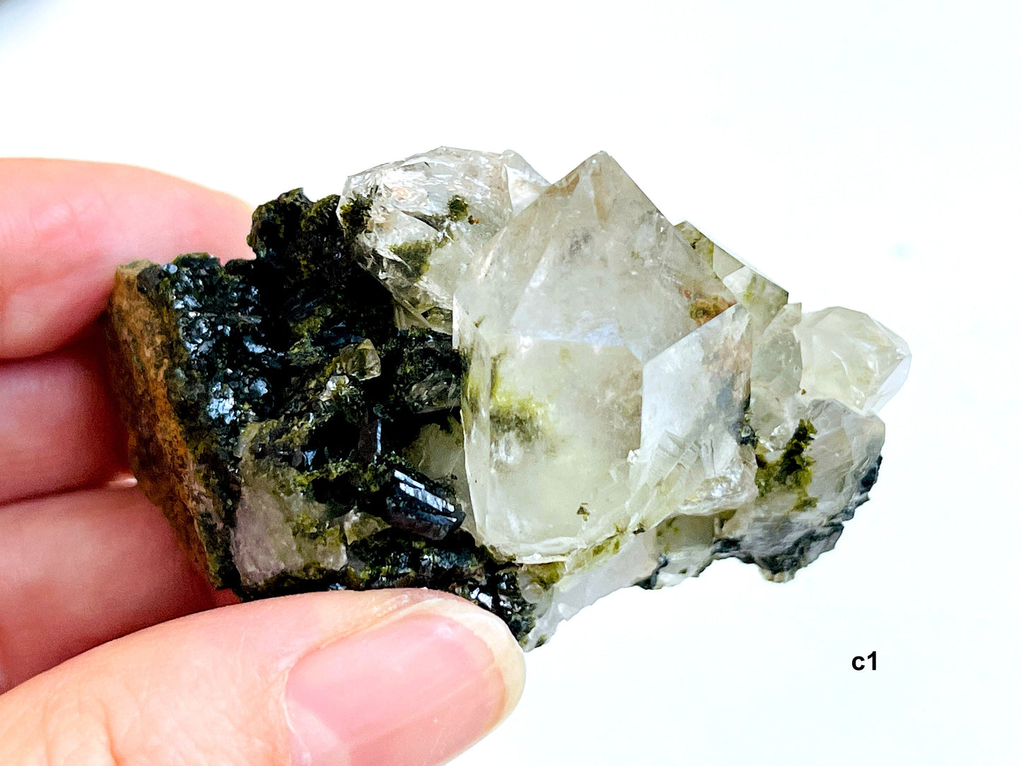 Super Sparkly Forest Epidote with Quartz Specimen -3