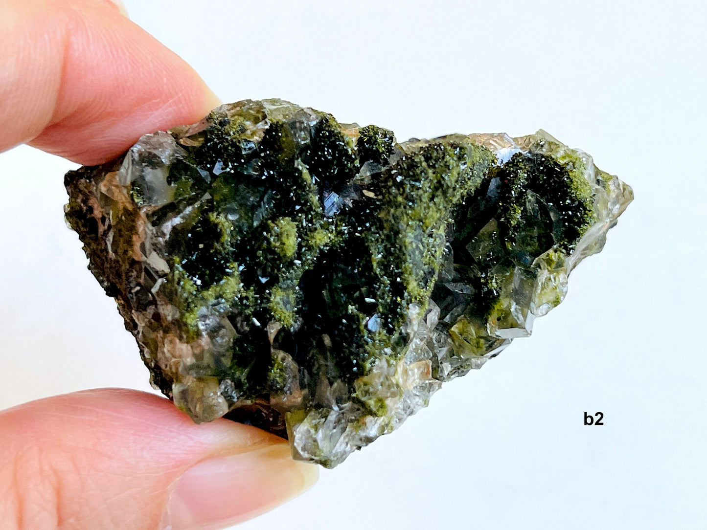 Super Sparkly Forest Epidote with Quartz Specimen, Fairy Epidote Mineral Specimen, Crystal Gift,  -3