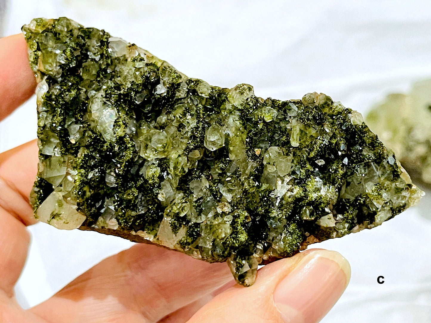 Super Sparkly Forest Epidote with Quartz Specimen, Epidote Specimen, Crystal Gift, Mineral Collection-5