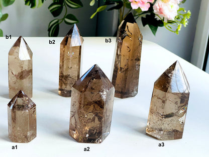 Super Extra Quality Natural Smoky Quartz Point, Brazilian Smoky Quartz Tower,  Crystal for Grounding, Crystal Gift, Home Decor