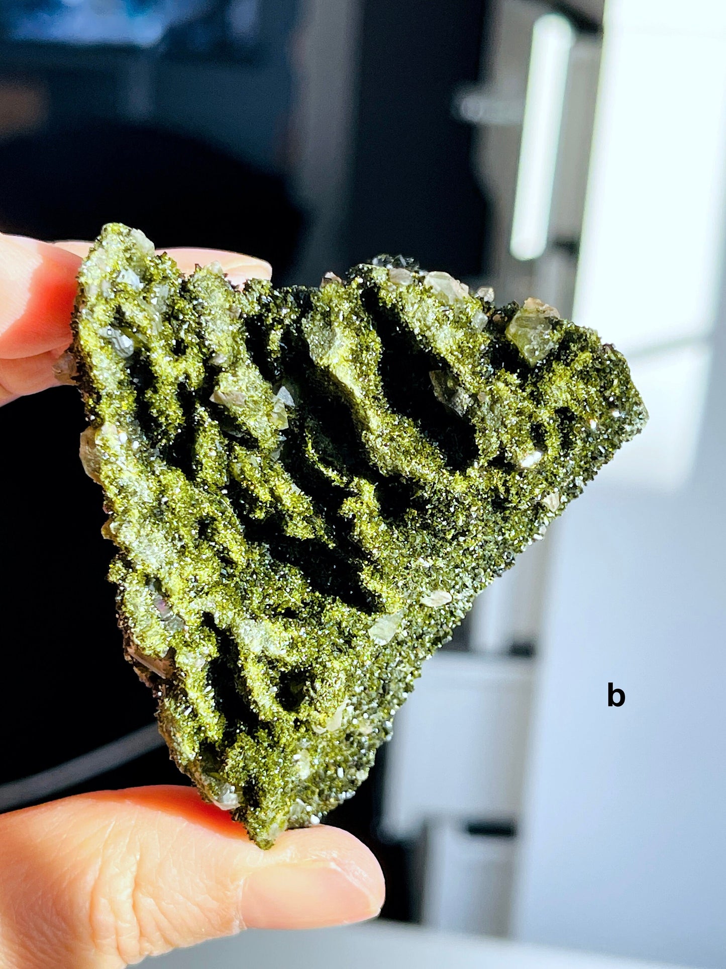 Forest Epidote, Super Sparkly Green Epidote with Quartz Specimen, Epidote Specimen, Crystal Gift, Mineral Collection- 9