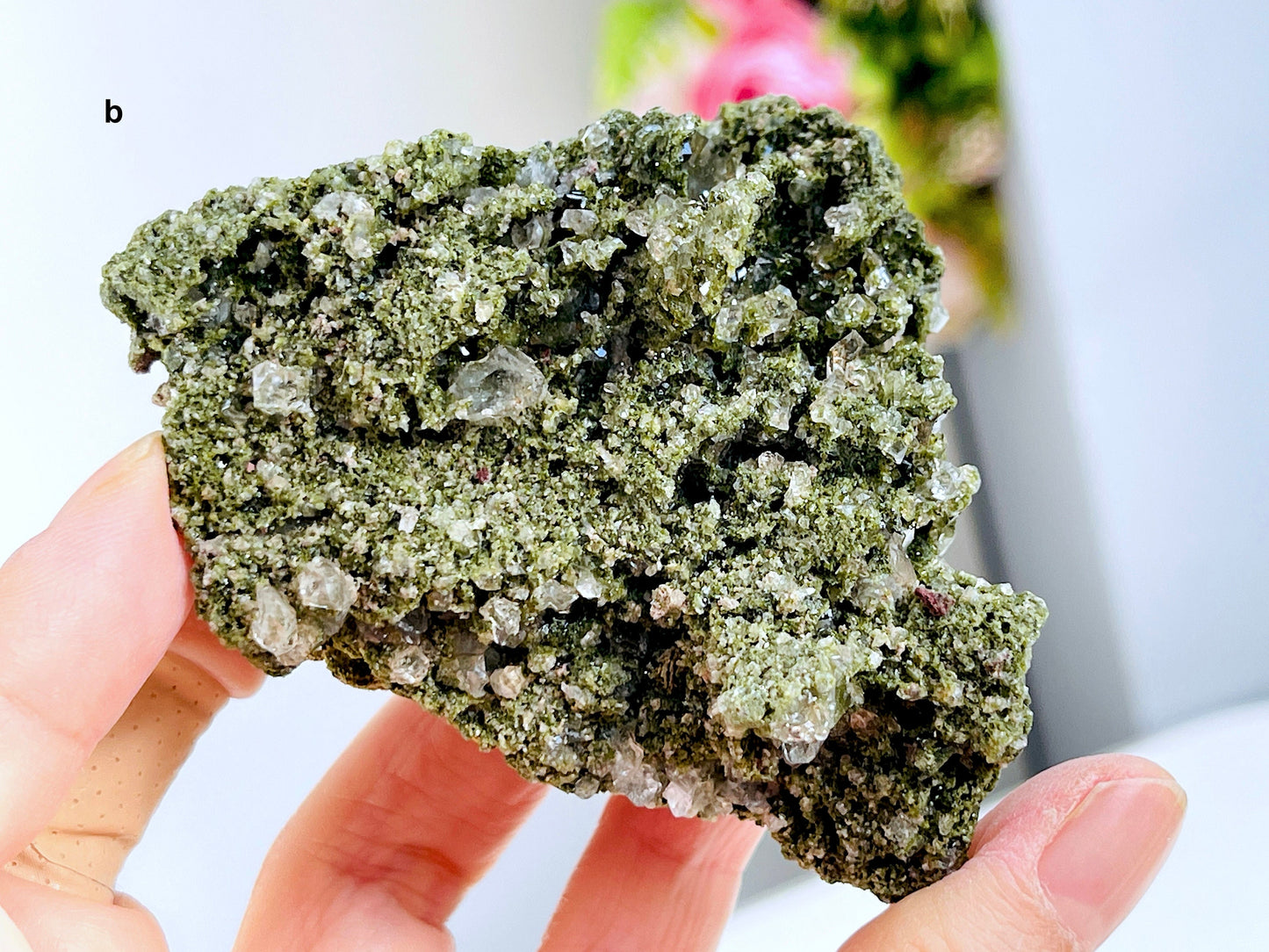 Forest Epidote, Super Sparkly Forest Epidote with Quartz Specimen, Epidote Specimen, Crystal Gift, Mineral Collection- 7