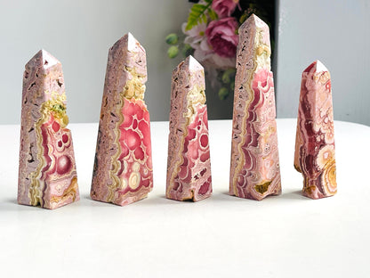 Rhodochrosite Tower, Argentina Rhodochrosite Towers, Super Special Rhodochrosite Points from Argentina, Pink Rhodochrosite,Crystal Gift P2