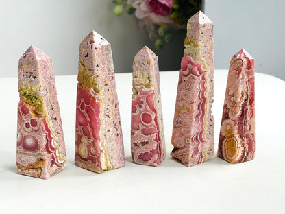 Rhodochrosite Tower, Argentina Rhodochrosite Towers, Super Special Rhodochrosite Points from Argentina, Pink Rhodochrosite,Crystal Gift P2