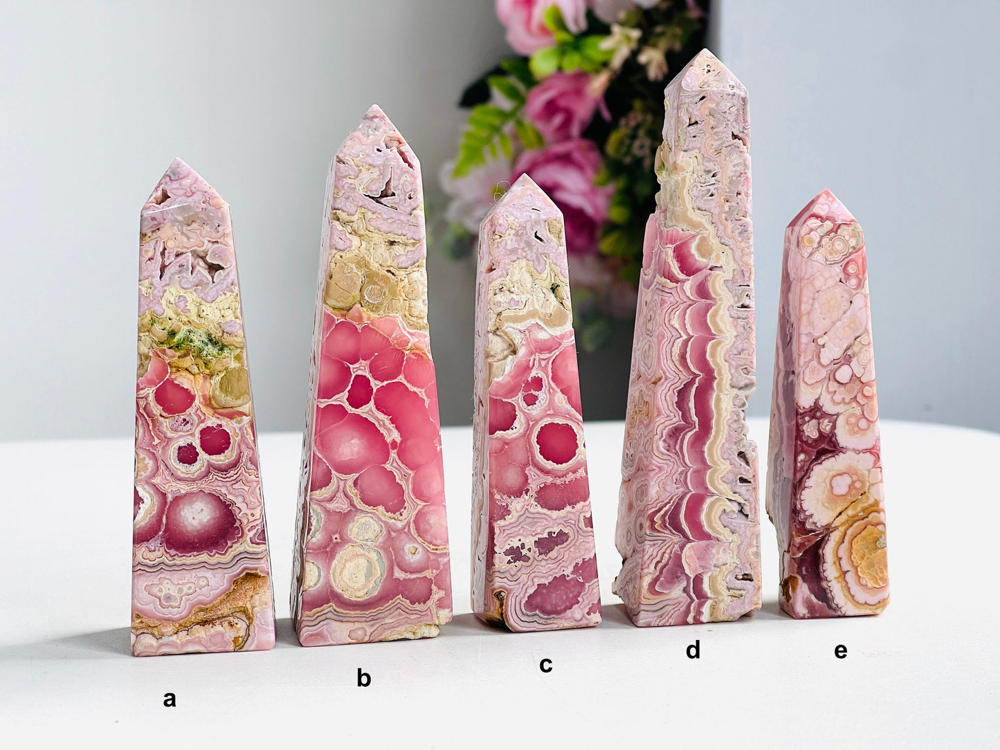 Rhodochrosite Tower, Argentina Rhodochrosite Towers, Super Special Rhodochrosite Points from Argentina, Pink Rhodochrosite,Crystal Gift P2