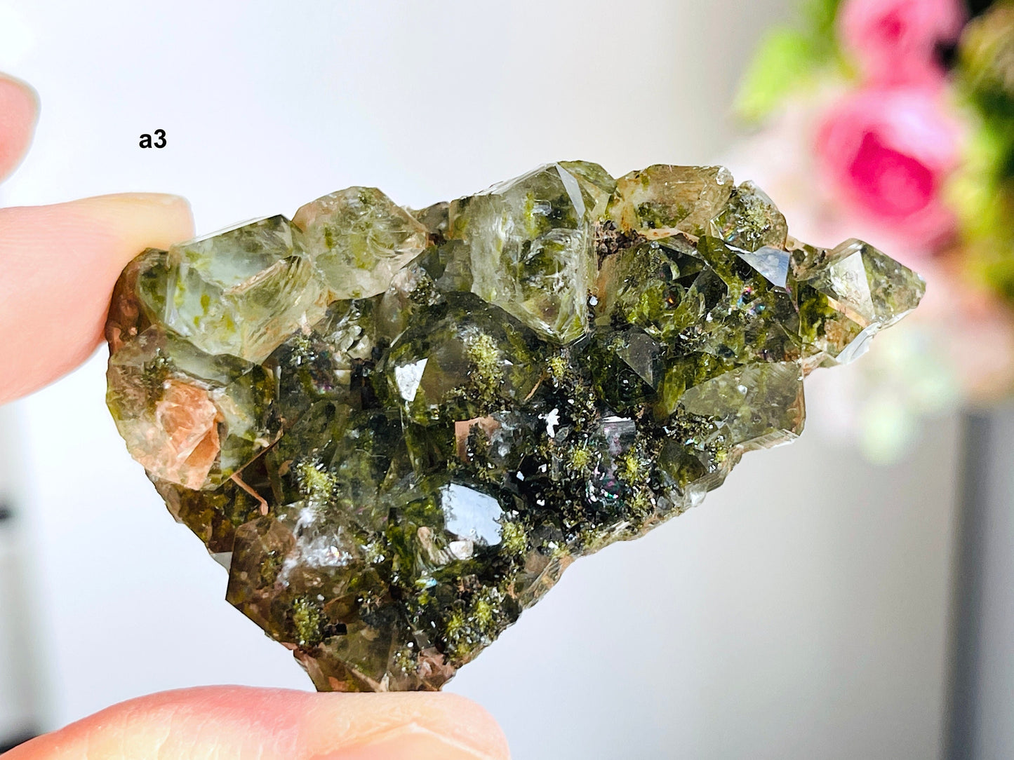 Super Sparkly Forest Epidote with Quartz Specimen, -10