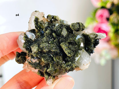 Super Sparkly Forest Epidote with Quartz Specimen, -10