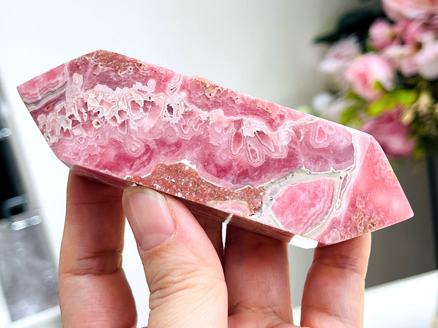 Rhodochrosite Tower DT Point, XLarge Argentina Banded Rhodochrosite DT, Super Special Rhodochrosite from Argentina Pink Rhodochrosite,