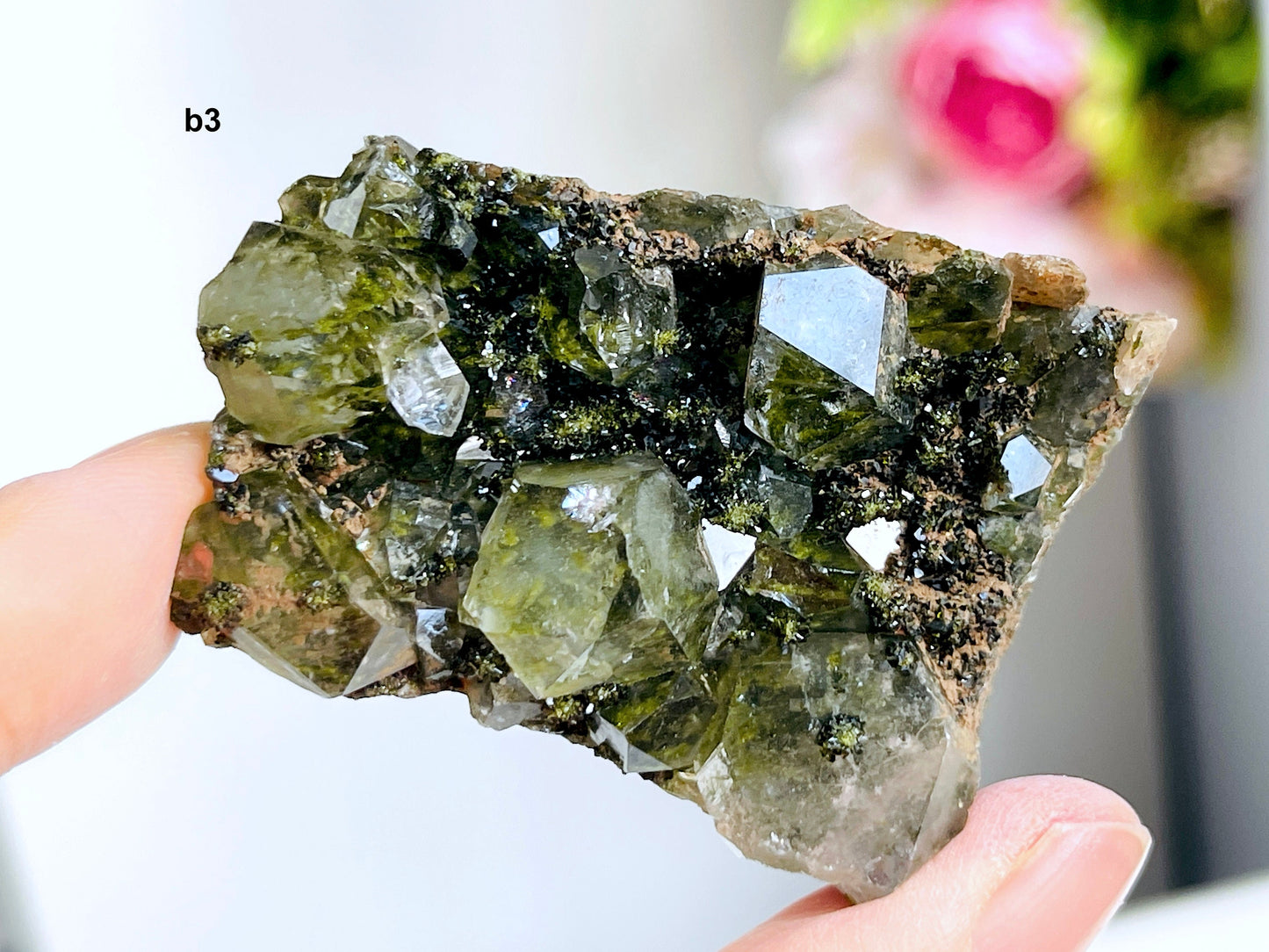 Super Sparkly Forest Epidote with Quartz Specimen, -10