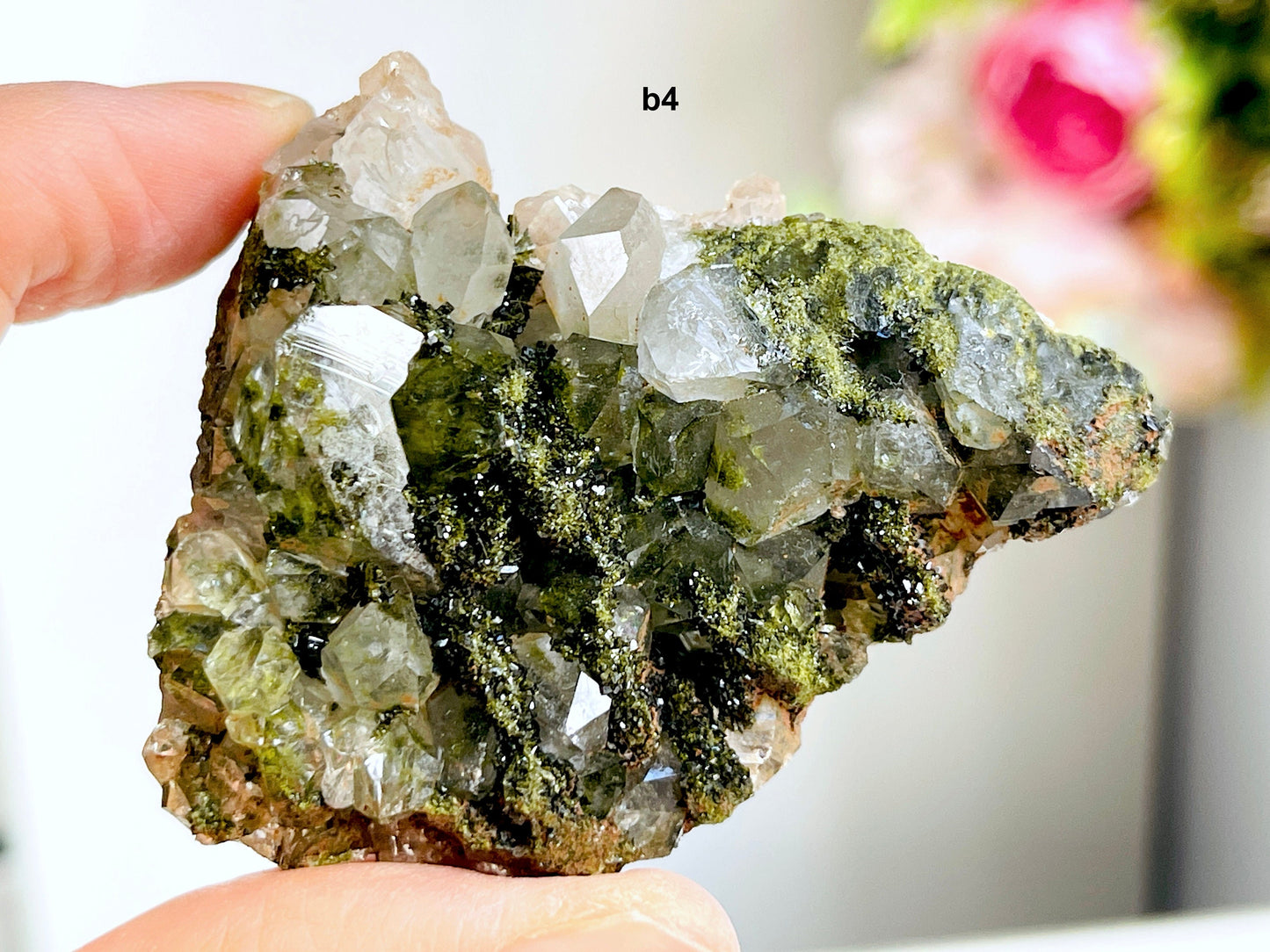 Super Sparkly Forest Epidote with Quartz Specimen, -10