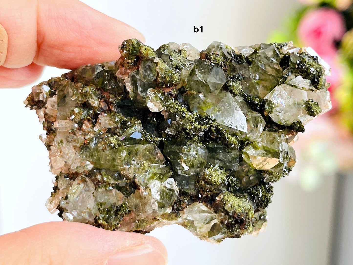 Super Sparkly Forest Epidote with Quartz Specimen, -10