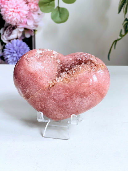 Pink Amethyst, Super Extra Quality Puffy Pink Amethyst Heart, Pink Amethyst Crystal Heart, Crystal Heart, Crystal Gift, Healing Crystal