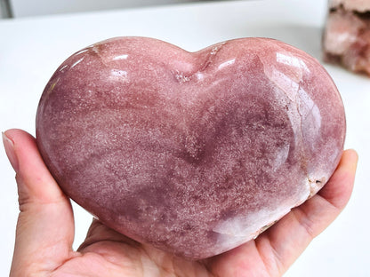 Pink Amethyst, Super Extra Quality Puffy Pink Amethyst Heart, Pink Amethyst Crystal Heart, Crystal Heart, Crystal Gift, Healing Crystal