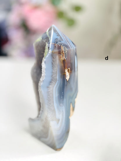 Agate Tower, Super Extra Quality Agate Druzy Tower Point, Natural Agate Tower, Healing Crystal, Balancing Crystal