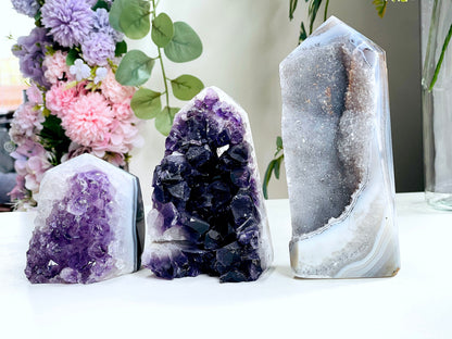 Agate Tower, Super Extra Quality Agate Druzy Tower Point, Natural Agate Tower, Healing Crystal, Balancing Crystal