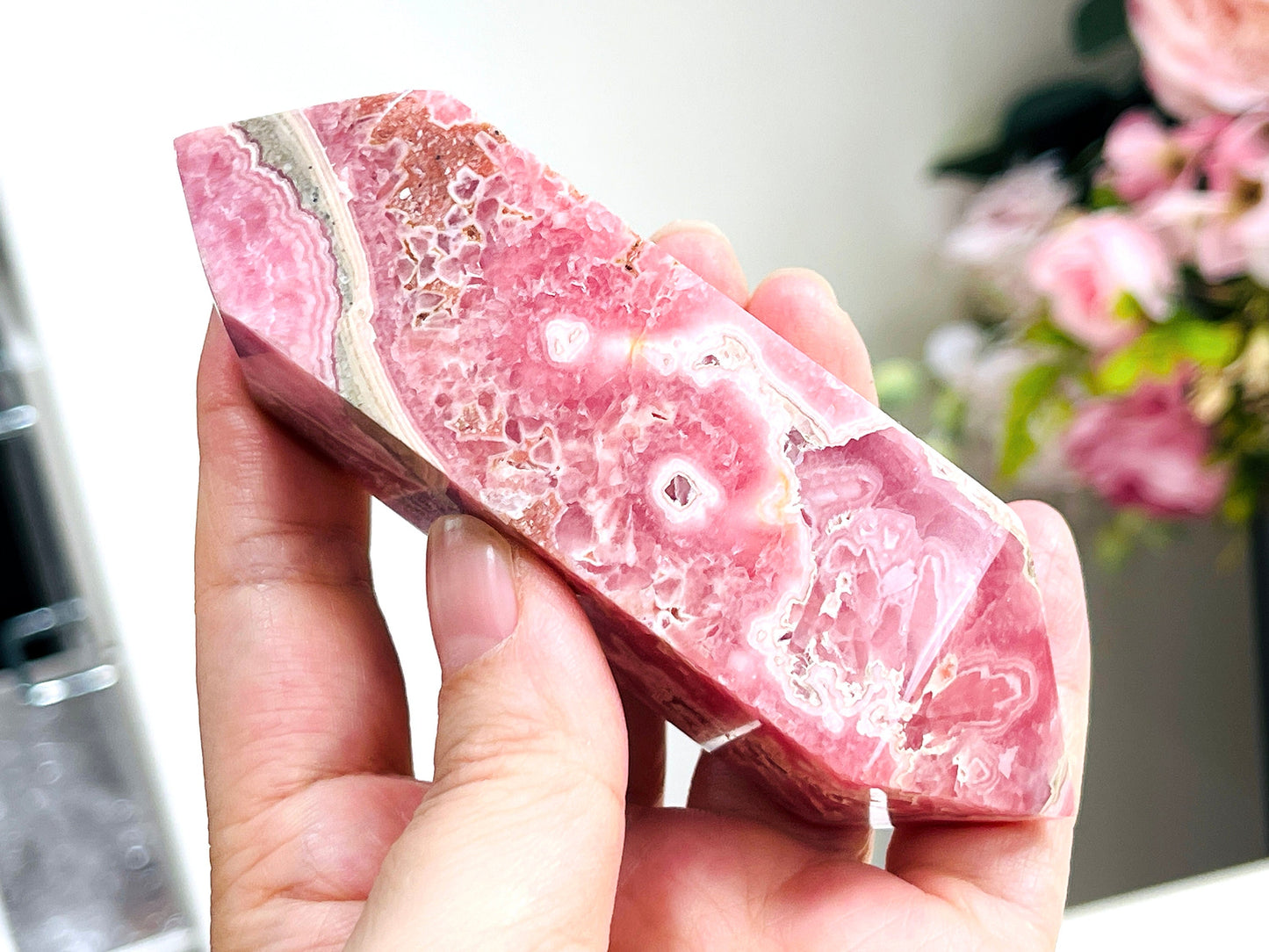 Rhodochrosite Tower DT Point, XLarge Argentina Banded Rhodochrosite DT, Super Special Rhodochrosite from Argentina Pink Rhodochrosite,