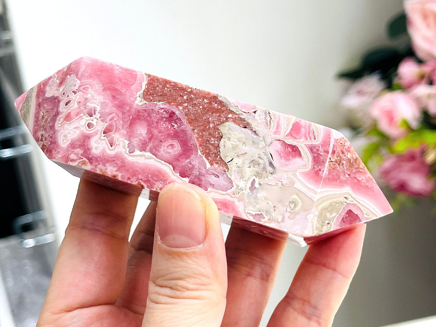 Rhodochrosite Tower DT Point, XLarge Argentina Banded Rhodochrosite DT, Super Special Rhodochrosite from Argentina Pink Rhodochrosite,