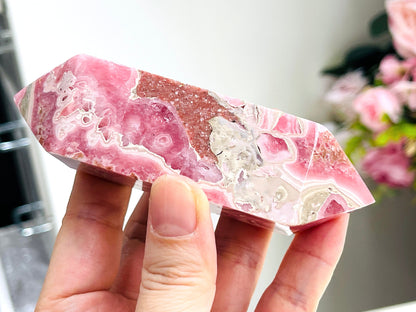 Rhodochrosite Tower DT Point, XLarge Argentina Banded Rhodochrosite DT, Super Special Rhodochrosite from Argentina Pink Rhodochrosite,