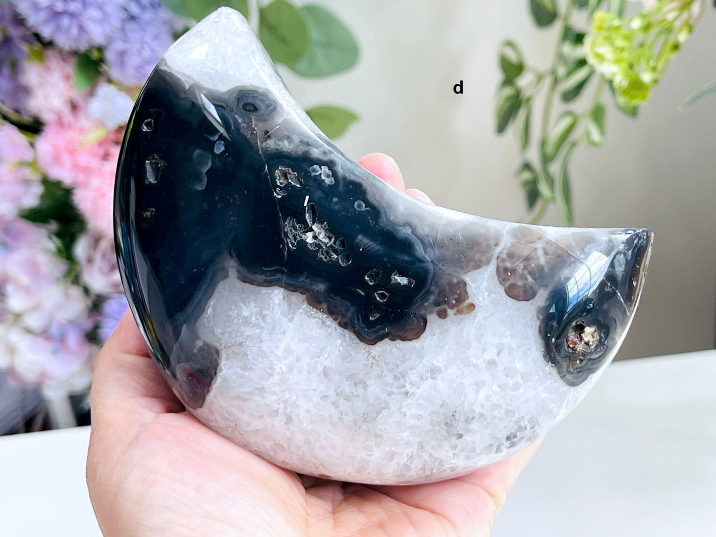 Large Unique Druzy Agate Geode Moon