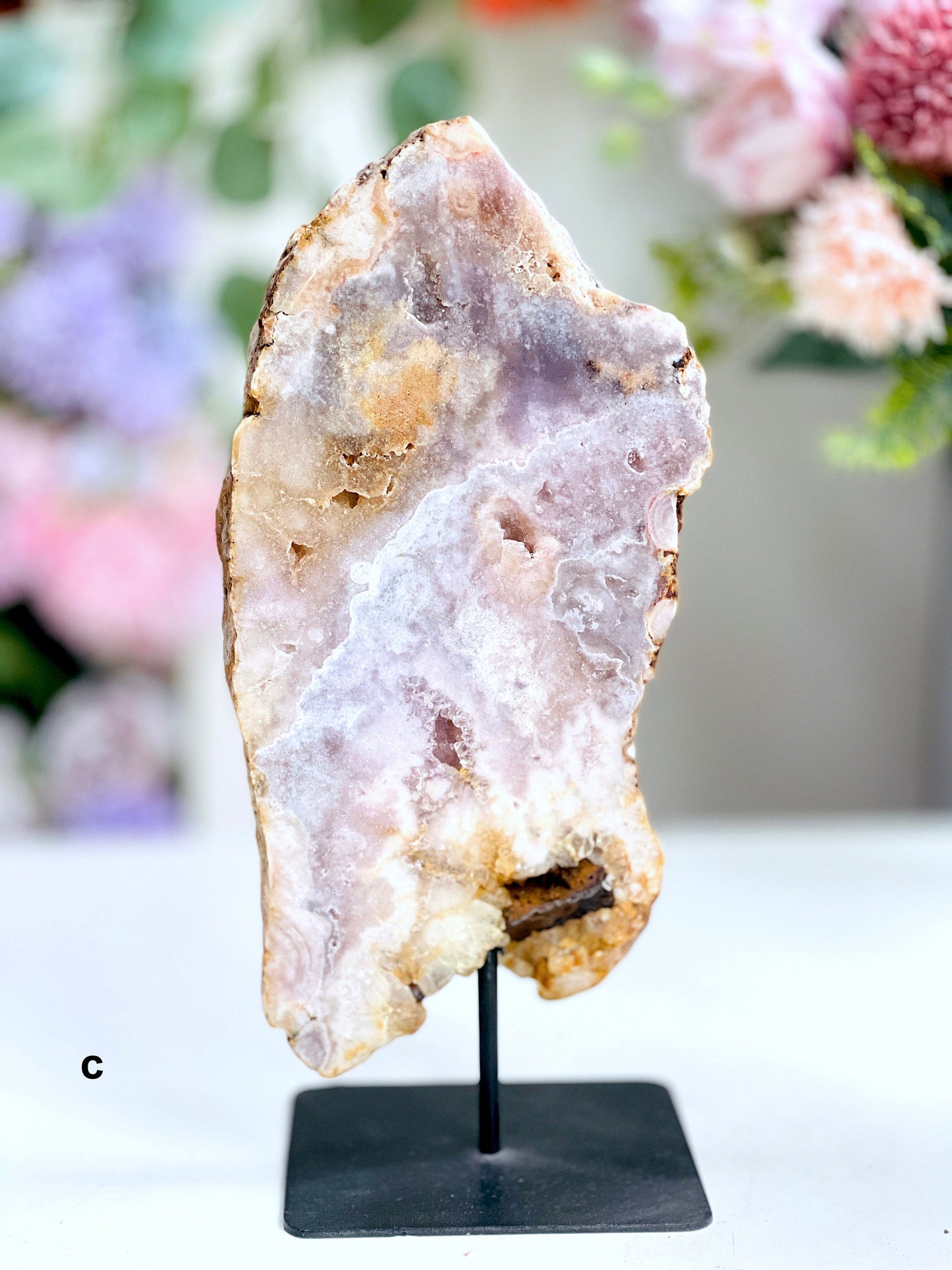 Pink Amethyst Slab on Stand, 11 inch + Large Double Sided Pink Amethyst Druzy Slabs, Pink Amethyst Crystal,Crystal Gift,Home decor,