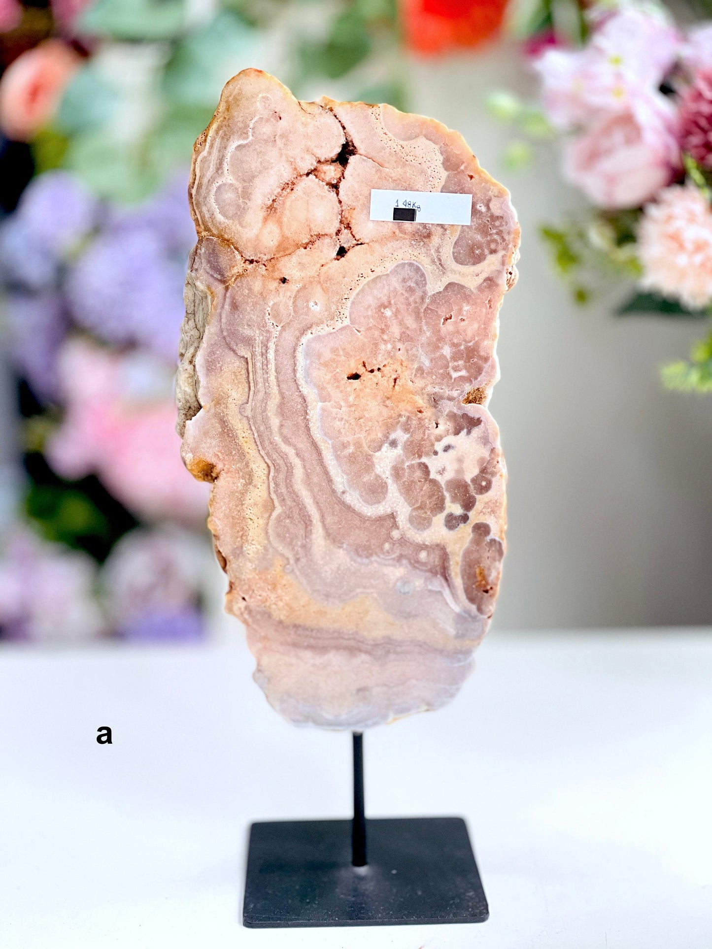 Pink Amethyst Slab on Stand, 11 inch + Large Double Sided Pink Amethyst Druzy Slabs, Pink Amethyst Crystal,Crystal Gift,Home decor,