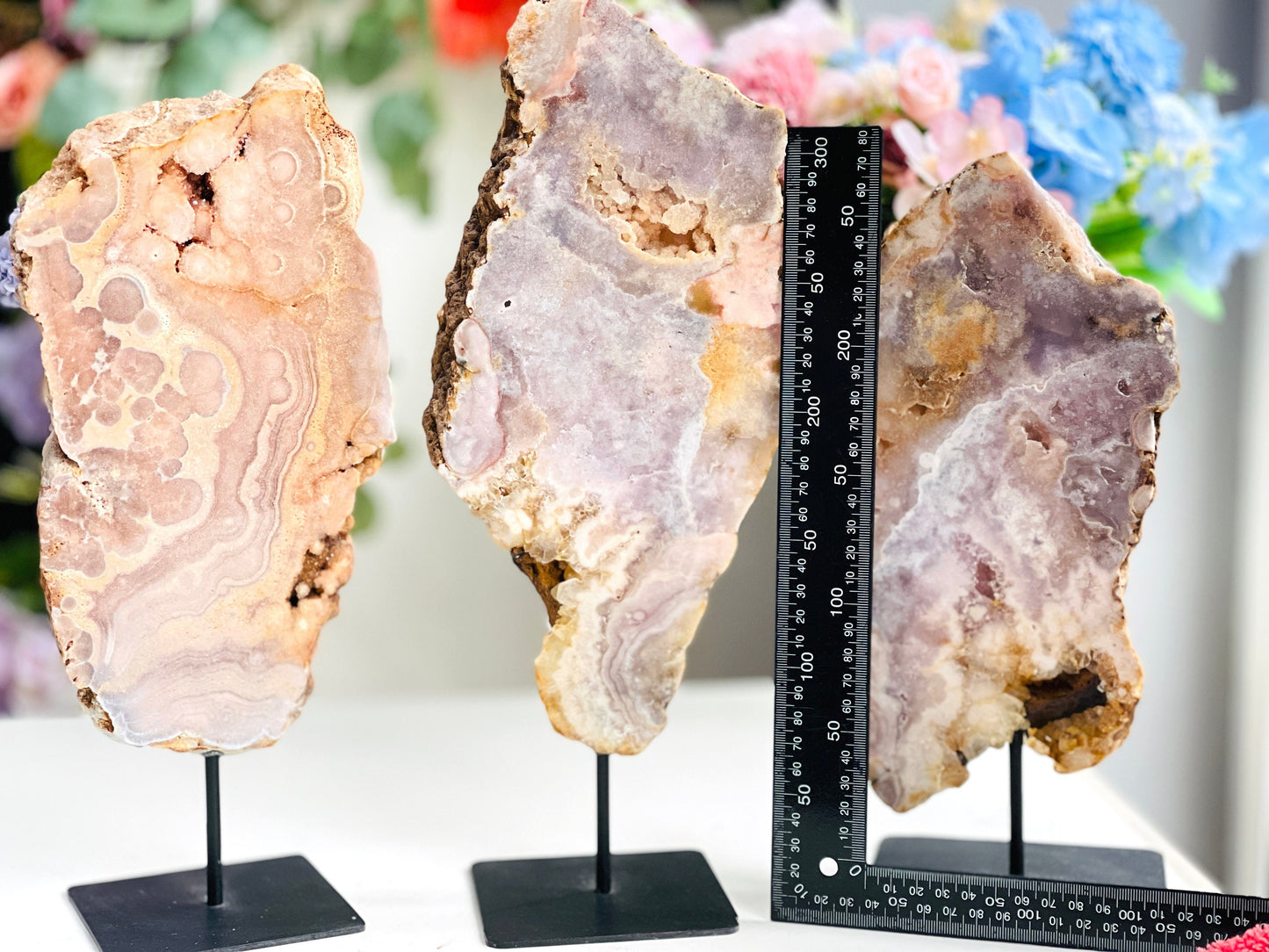 Pink Amethyst Slab on Stand, 11 inch + Large Double Sided Pink Amethyst Druzy Slabs, Pink Amethyst Crystal,Crystal Gift,Home decor,