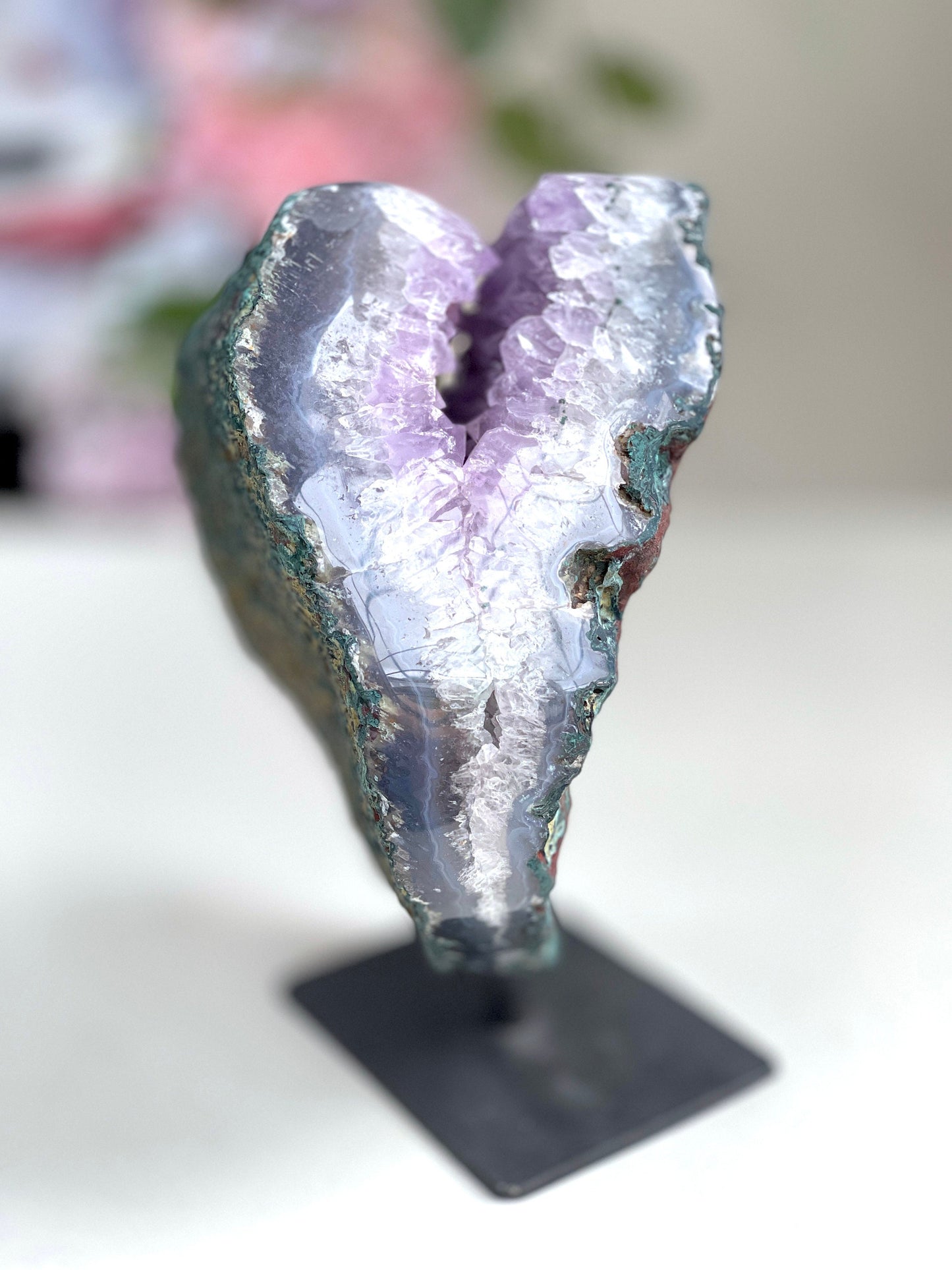 Unique Amethyst Cluster With Stand, Amethyst Crystal on Stand, Self-standing Amethyst druzy, Amethyst Clusters, Crystal Gift