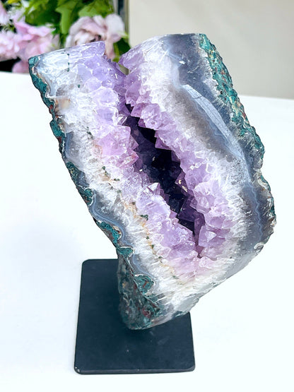 Unique Amethyst Cluster With Stand, Amethyst Crystal on Stand, Self-standing Amethyst druzy, Amethyst Clusters, Crystal Gift