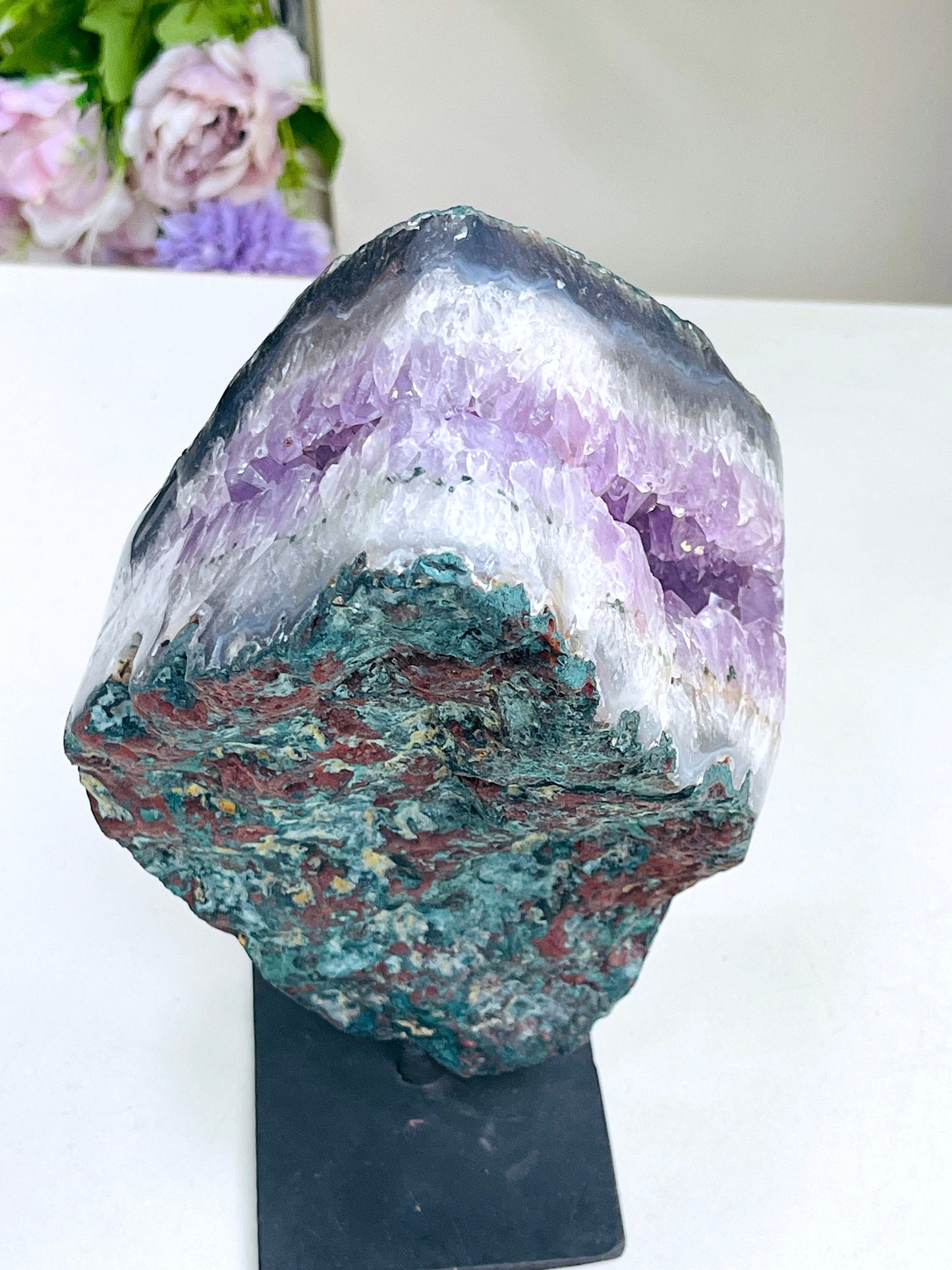 Unique Amethyst Cluster With Stand, Amethyst Crystal on Stand, Self-standing Amethyst druzy, Amethyst Clusters, Crystal Gift