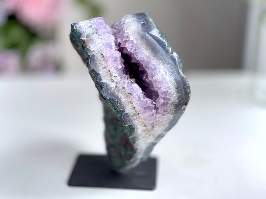 Unique Amethyst Cluster With Stand, Amethyst Crystal on Stand, Self-standing Amethyst druzy, Amethyst Clusters, Crystal Gift