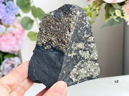 Shungite with Pyrite from Brazil, Natural Shungite, Natural Pyrite specimen, Crystal gift, Raw Shungite -3