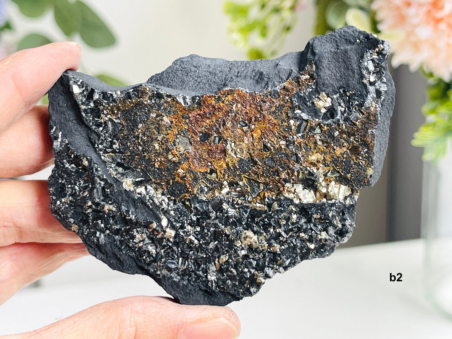 Shungite with Pyrite from Brazil, Natural Shungite, Natural Pyrite specimen, Crystal gift, Raw Shungite -3