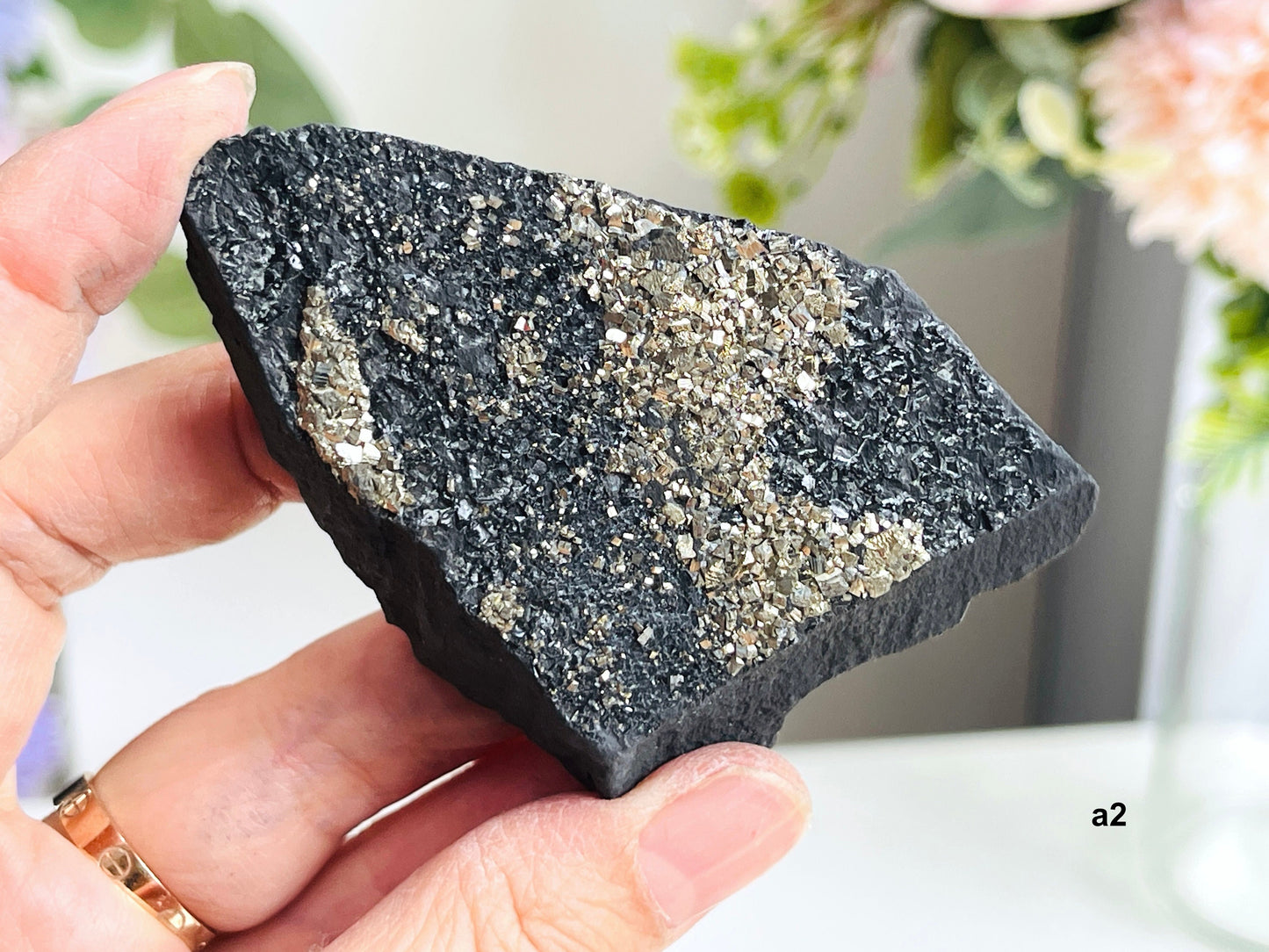 Shungite with Pyrite from Brazil, Natural Shungite, Natural Pyrite specimen, Crystal gift, Raw Shungite -3