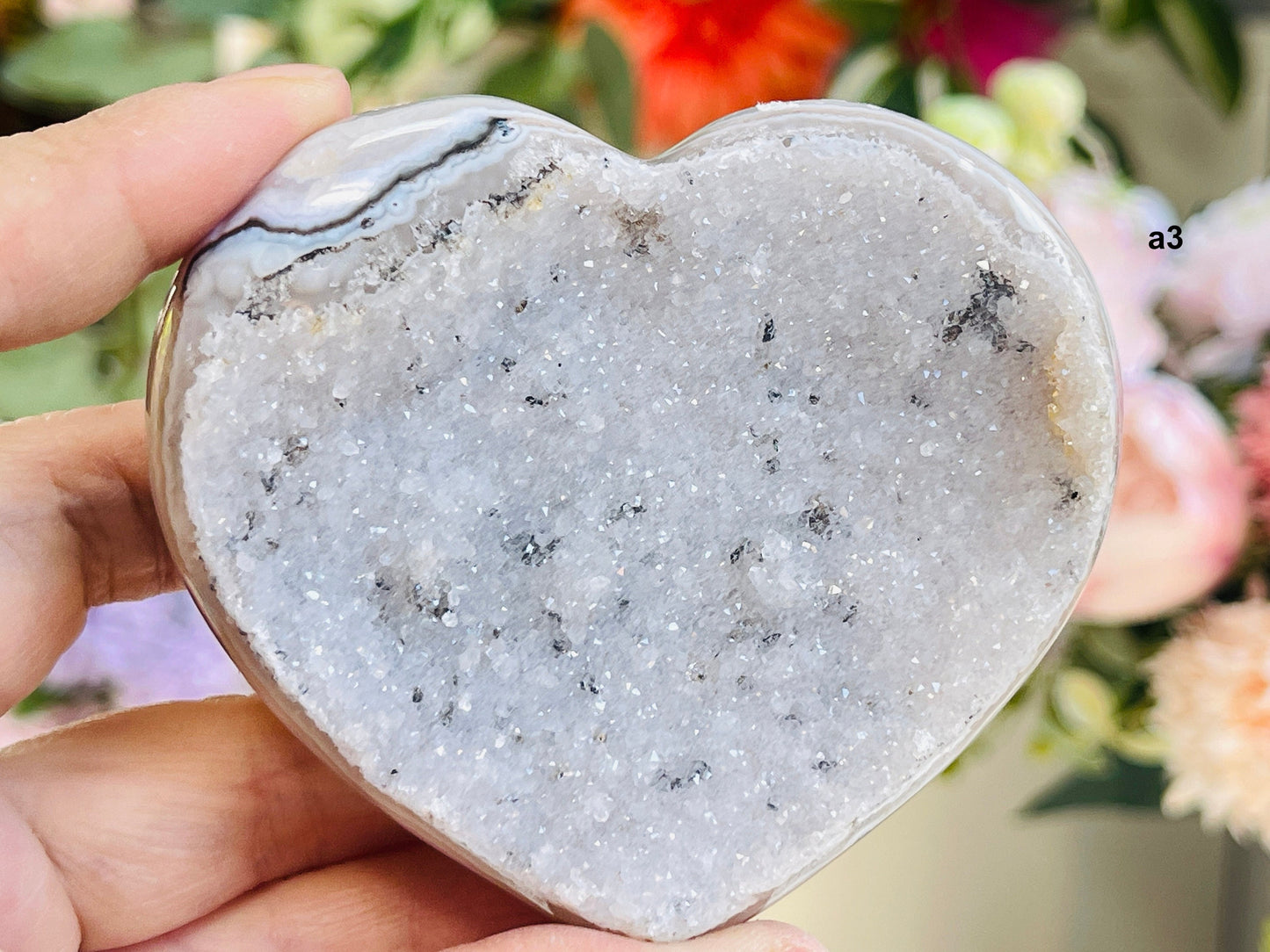 Sparkling Agate Druzy Heart