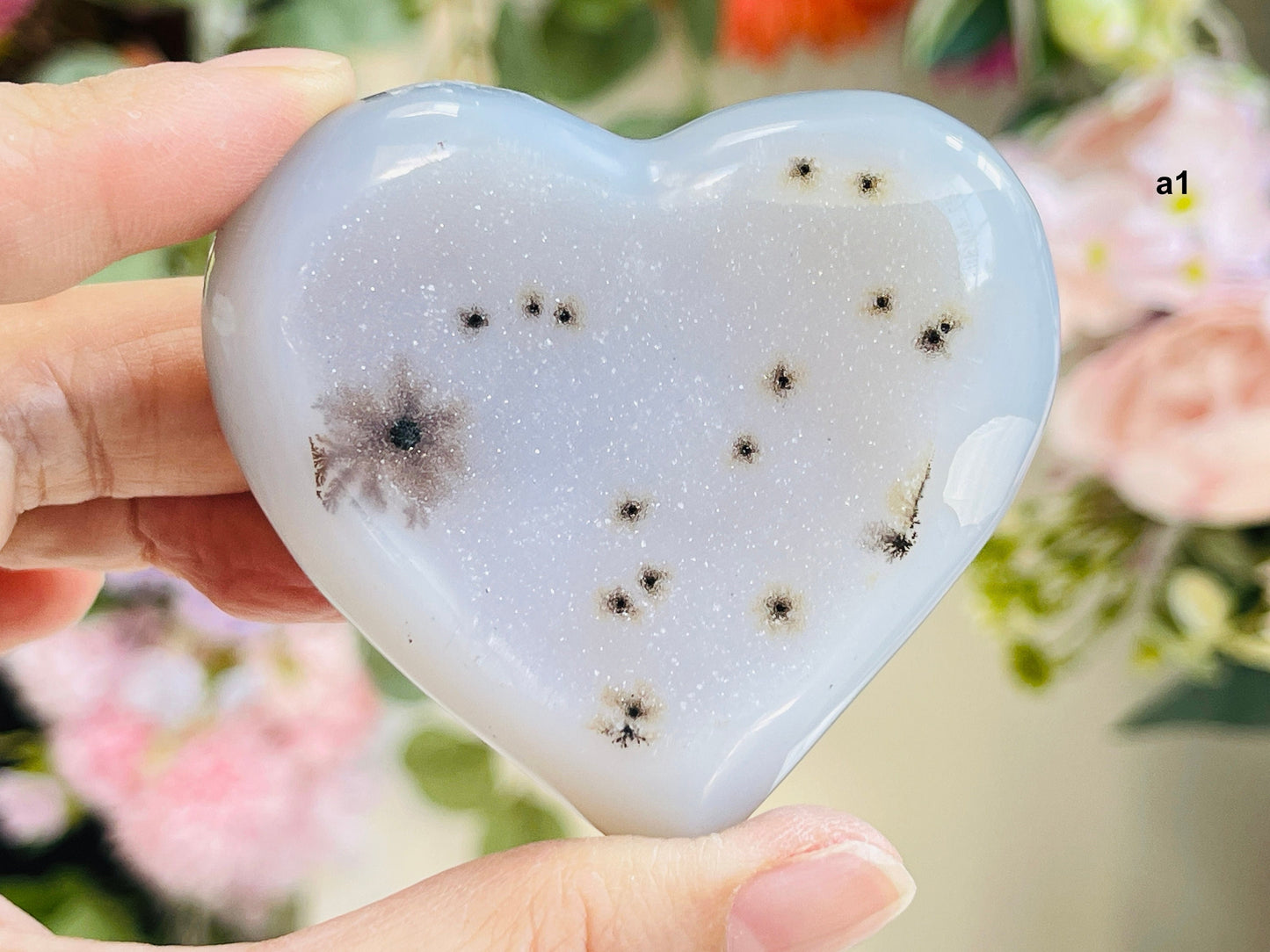 Sparkling Agate Druzy Heart