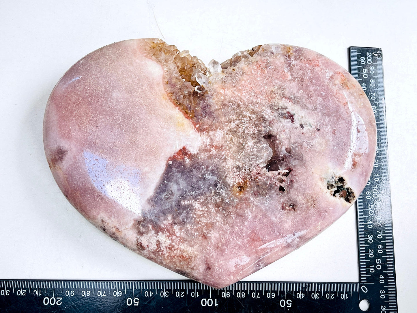 Pink Amethyst Heart, 2.6kg Large Pink Amethyst Druzy Heart on Metal Stand, Pink Amethyst Crystal Heart, Crystal Heart,Crystal Gift