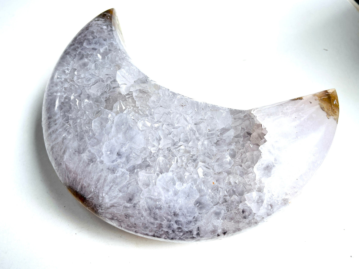 2.4kg Druzy Agate Crescent Moon with Quartz and Amethyst, Druzy Agate Geode Moon,  XL Agate Druzy Moon, Healing Crystal, Balancing Crystal